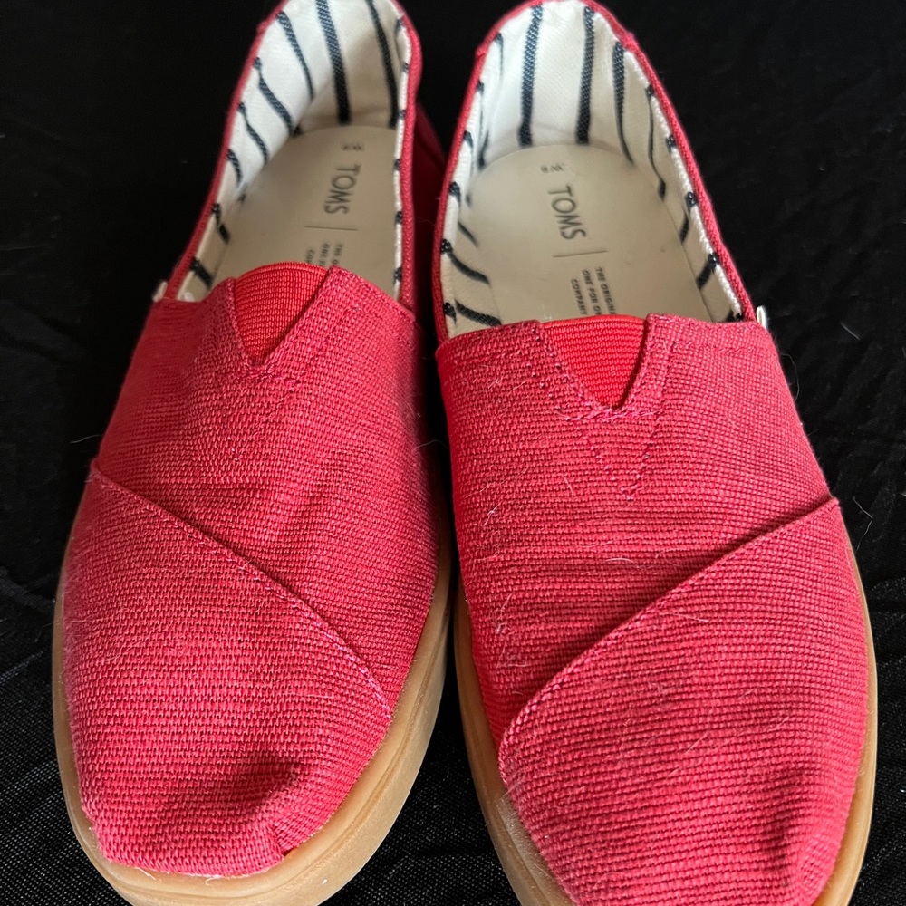 Like Brand New Red Toms Shoes